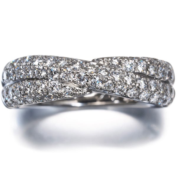 ロイヤルアッシャー リング  ダイヤ 0.77ct  パヴェ 15号 Pt900 