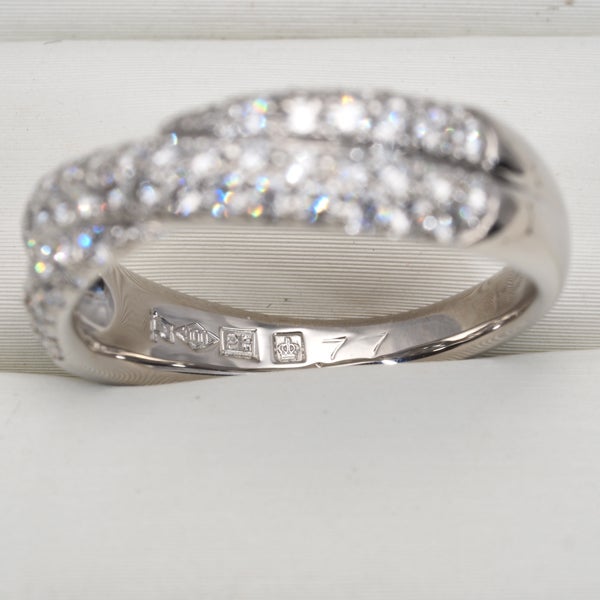 ロイヤルアッシャー リング  ダイヤ 0.77ct  パヴェ 15号 Pt900 
