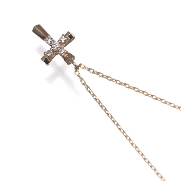 カナル4℃ ネックレス  ダイヤ  クロス K10YG 