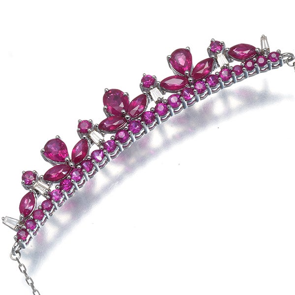 GSTV ネックレス ルビー 1.50ct ダイヤ ダイヤモンド 0.08ct フラワー