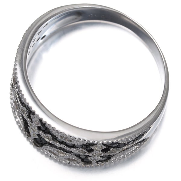 ブラック&クリア ダイヤ 0.60ct パヴェ ミルグレイン  リング K18WG/ブラックコーティング 