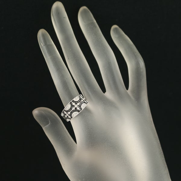 ブラック&クリア ダイヤ 0.60ct パヴェ ミルグレイン  リング K18WG/ブラックコーティング 