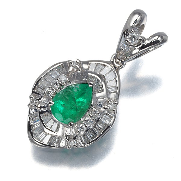  エメラルド 0.67ct ダイヤ 0.40ct/0.03ct   ペンダントトップ Pt900 ソーティング