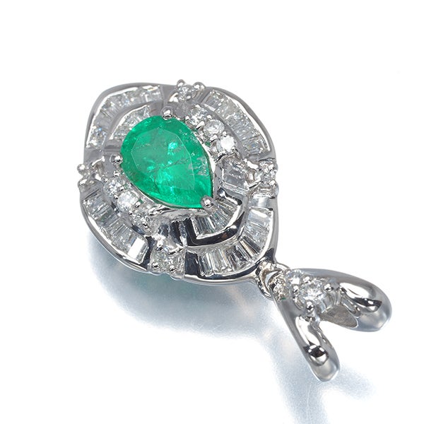  エメラルド 0.67ct ダイヤ 0.40ct/0.03ct   ペンダントトップ Pt900 ソーティング