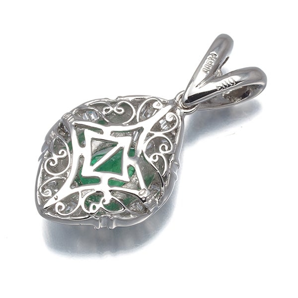 エメラルド 0.67ct ダイヤ 0.40ct/0.03ct   ペンダントトップ Pt900 ソーティング
