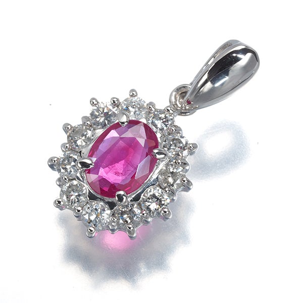  ルビー 0.46ct ダイヤ 0.36ct   ペンダントトップ Pt900 鑑別書