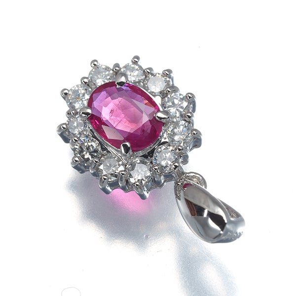  ルビー 0.46ct ダイヤ 0.36ct   ペンダントトップ Pt900 鑑別書