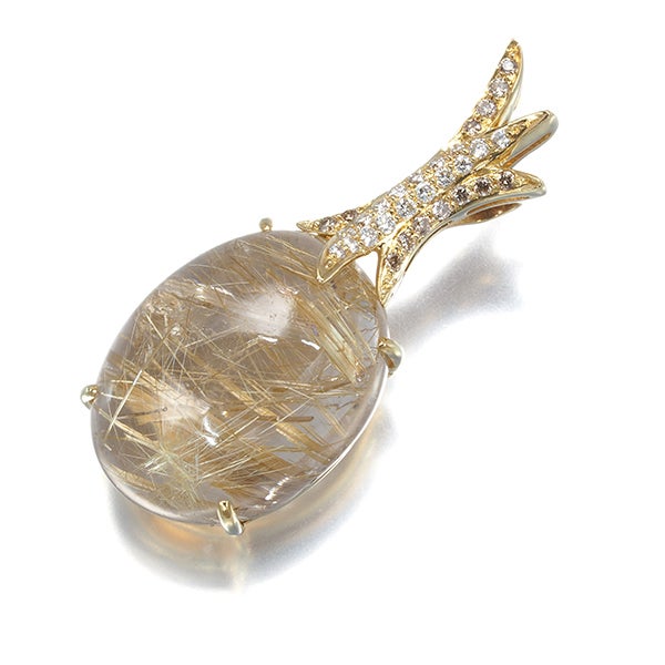  ルチルクォーツ 27.08ct ダイヤ 0.30ct   ペンダントトップ K18YG 