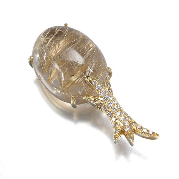  ルチルクォーツ 27.08ct ダイヤ 0.30ct   ペンダントトップ K18YG 