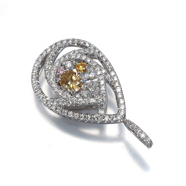  ダイヤ 0.211ct/0.035ct/0.49ct ティアドロップ  ペンダントトップ K18WG ソ
