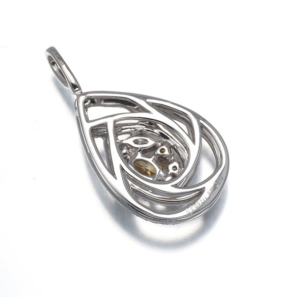  ダイヤ 0.211ct/0.035ct/0.49ct ティアドロップ  ペンダントトップ K18WG ソ