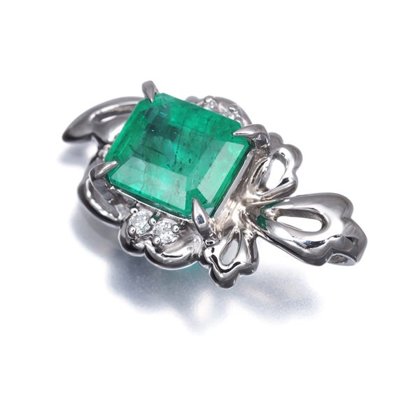 エメラルド 1.17ct  ダイヤ 0.03ct   ペンダントトップ Pt900 