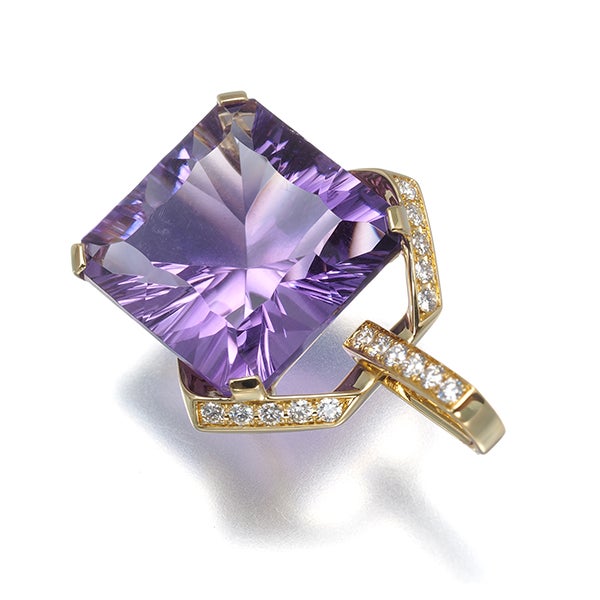 ジュネ ペンダントトップ  アメジスト ダイヤ 0.19ct   K18YG 