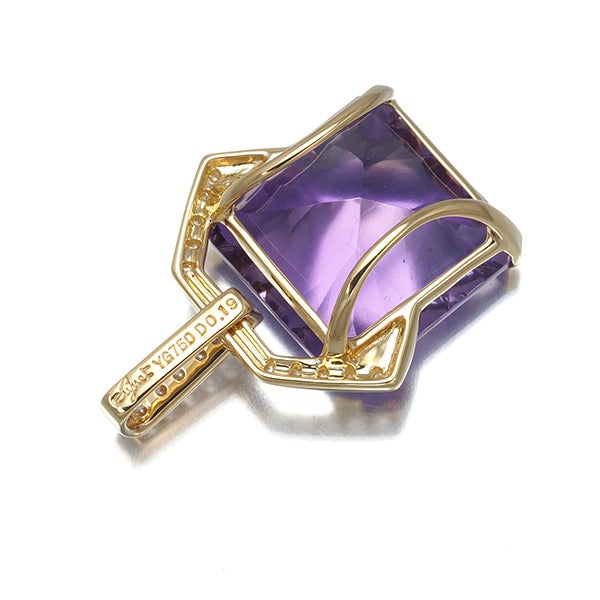ジュネ ペンダントトップ  アメジスト ダイヤ 0.19ct   K18YG 
