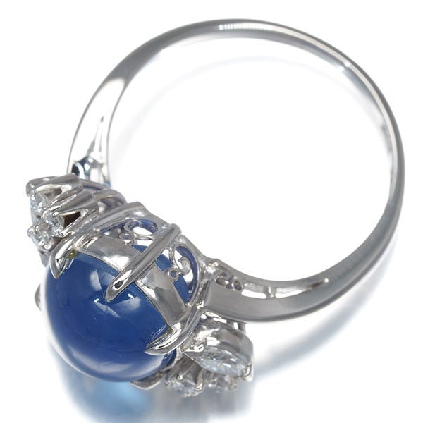 ミキモト ビルマ産 スターサファイア 6.35ct  ダイヤ  10号 Pt950 鑑別書