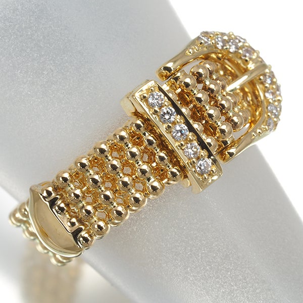  ダイヤ 0.18ct ベルト フリーサイズ  リング K18YG 