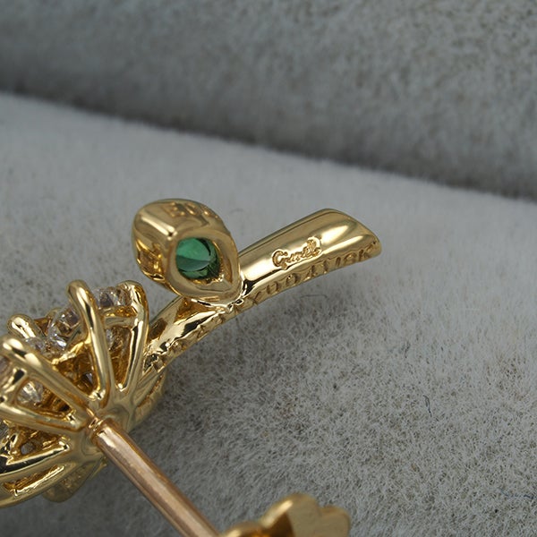 ギメル ピアス イエロー&クリア ダイヤ 0.076ct/0.51ct エメラルド フラワー K18YG 箱
