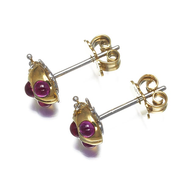 ギメル ピアス  ルビー 0.292ct/0.280ct  ダイヤ てんとう虫 アニマル K18YG/Pt 箱