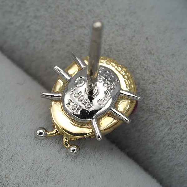 ギメル ピアス  ルビー 0.292ct/0.280ct  ダイヤ てんとう虫 アニマル K18YG/Pt 箱