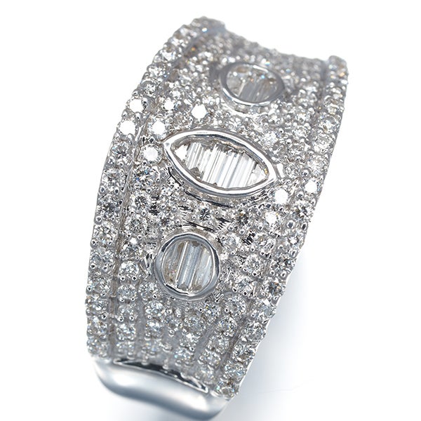  ダイヤ 0.75ct 2種カット パヴェ  リング K18WG 