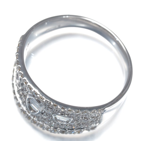  ダイヤ 0.75ct 2種カット パヴェ  リング K18WG 