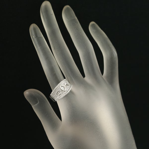  ダイヤ 0.75ct 2種カット パヴェ  リング K18WG 