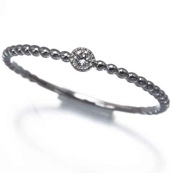 ポンテヴェキオ リング  ダイヤ 0.03ct  一粒 ミルグレイン 12号 K10WG 