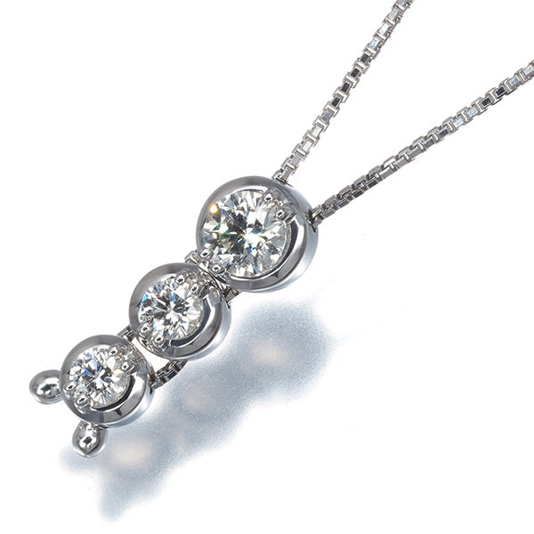 タサキ ネックレス  ダイヤ 0.60ct トリロジー 3P K18WG 