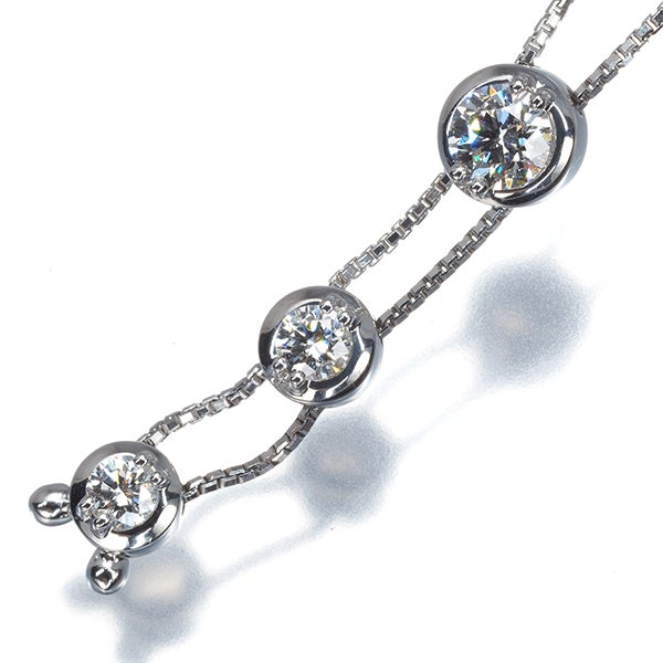 タサキ ネックレス  ダイヤ 0.60ct トリロジー 3P K18WG 
