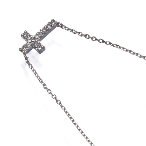 アガット ネックレス  ダイヤ 0.07ct  クロス K18WG 