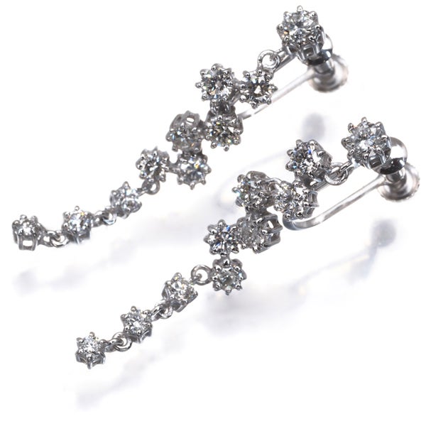  ダイヤ 0.50ct/0.50ct 揺れる  イヤリング K14WG 