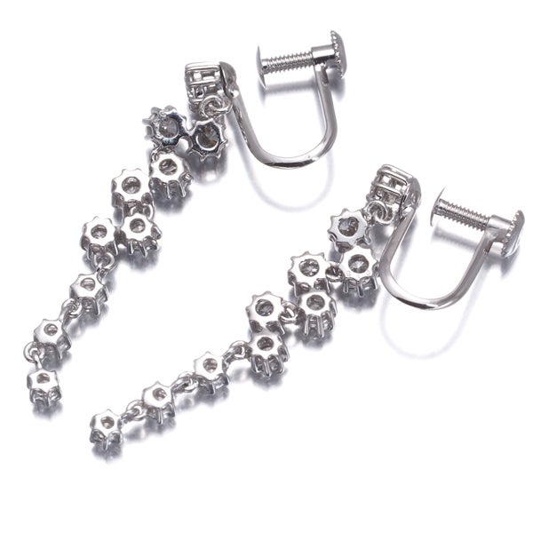  ダイヤ 0.50ct/0.50ct 揺れる  イヤリング K14WG 