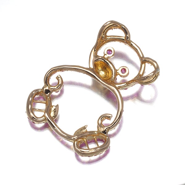  ピンクサファイア 0.70ct 熊 アニマル  ペンダントトップ K18YG 