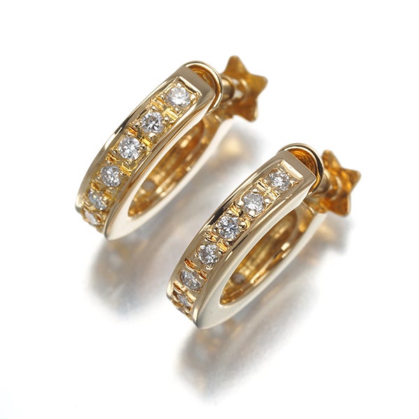 スタージュエリー イヤリング  ダイヤ 0.12ct/0.12ct  フープ K18YG 