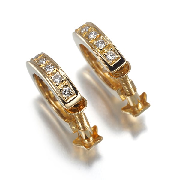 スタージュエリー イヤリング  ダイヤ 0.12ct/0.12ct  フープ K18YG 