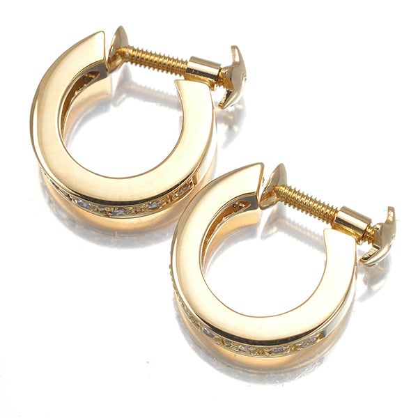 スタージュエリー イヤリング  ダイヤ 0.12ct/0.12ct  フープ K18YG 