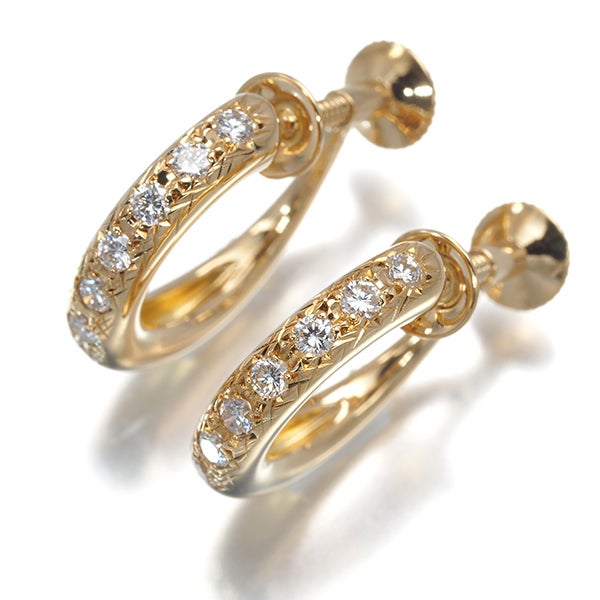 タサキ イヤリング  ダイヤ 0.14ct/0.14ct  フープ K18YG 