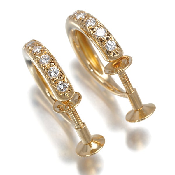 タサキ イヤリング  ダイヤ 0.14ct/0.14ct  フープ K18YG 