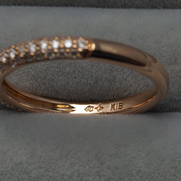オデュース4℃ リング  ダイヤ 0.305ct  パヴェ 10号 K18PG 