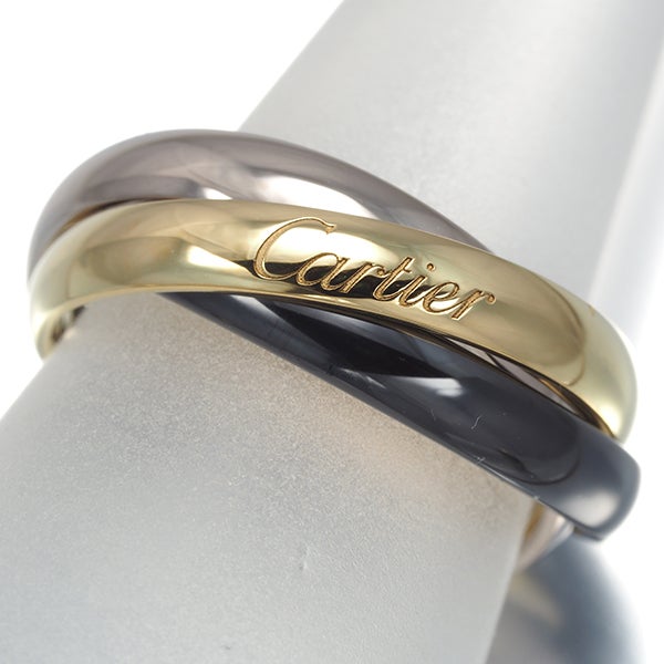 Cartier トリニティ SM 2019年 リング 指輪 49 カルティエ トリニティ リング SM 49号 K18YG/WG/セラミック 【中古