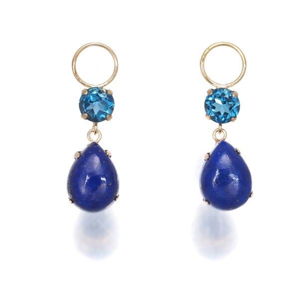 ラピスラズリ 1.00ct/1.00ct トパーズ 0.30ct/0.30ct チャーム ピアス K18YG ラピスラズリ 1.00ct/1.00ct トパーズ 0.30ct/0.30ct チャーム ピアス