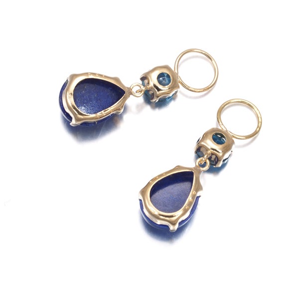 ラピスラズリ 1.00ct/1.00ct トパーズ 0.30ct/0.30ct チャーム ピアス