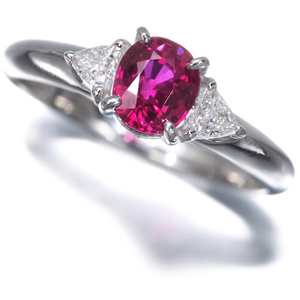 タサキ リング ルビー 0.94ct ダイヤ 0.20ct ピジョンブラッド トリリアント 11号 Pt900 鑑