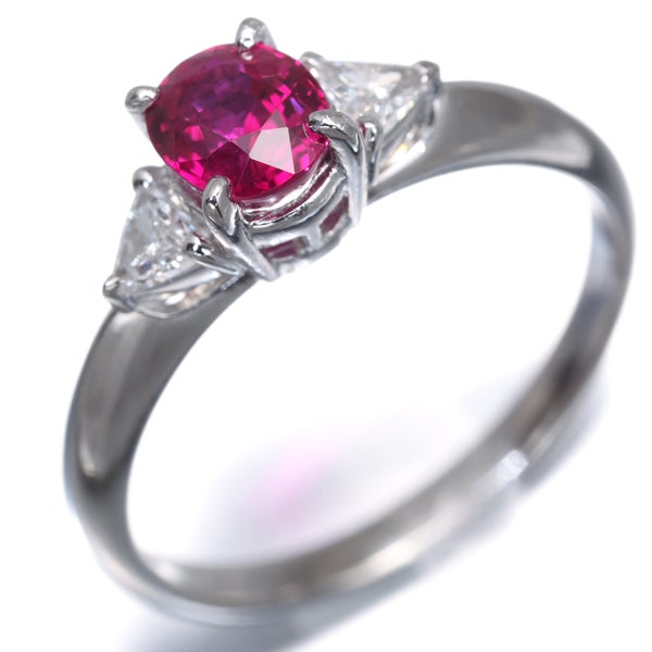 タサキ リング ルビー 0.94ct ダイヤ 0.20ct ピジョンブラッド トリリアント 11号 Pt900 鑑