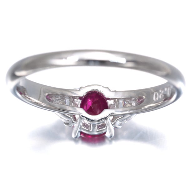 タサキ リング ルビー 0.94ct ダイヤ 0.20ct ピジョンブラッド トリリアント 11号 Pt900 鑑