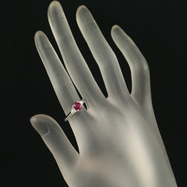 タサキ リング ルビー 0.94ct ダイヤ 0.20ct ピジョンブラッド トリリアント 11号 Pt900 鑑