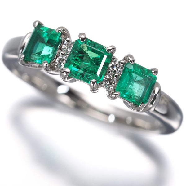 エメラルド 0.67ct ダイヤ ダイヤモンド 0.03ct リング Pt900 【中古