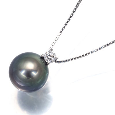 TASAKI タサキ ネックレス ブラック パール 真珠 10.2mm ダイヤ 