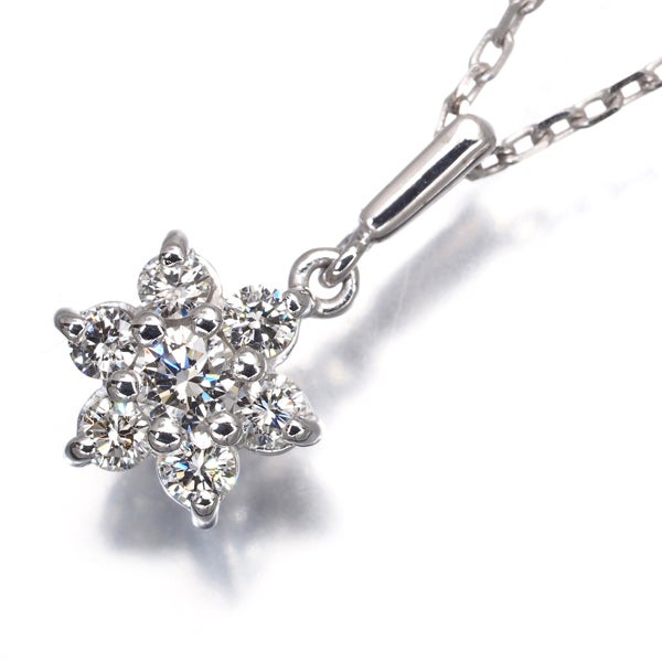 ミキモト ネックレス  ダイヤ 0.34ct  フラワー K18WG 