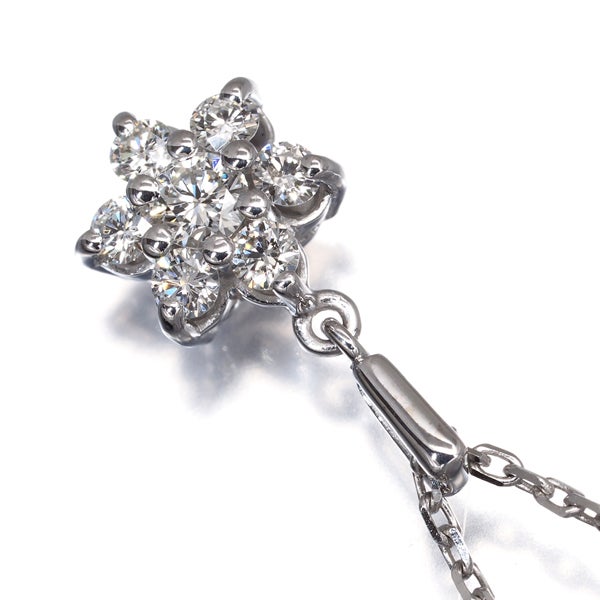 ミキモト ネックレス  ダイヤ 0.34ct  フラワー K18WG 